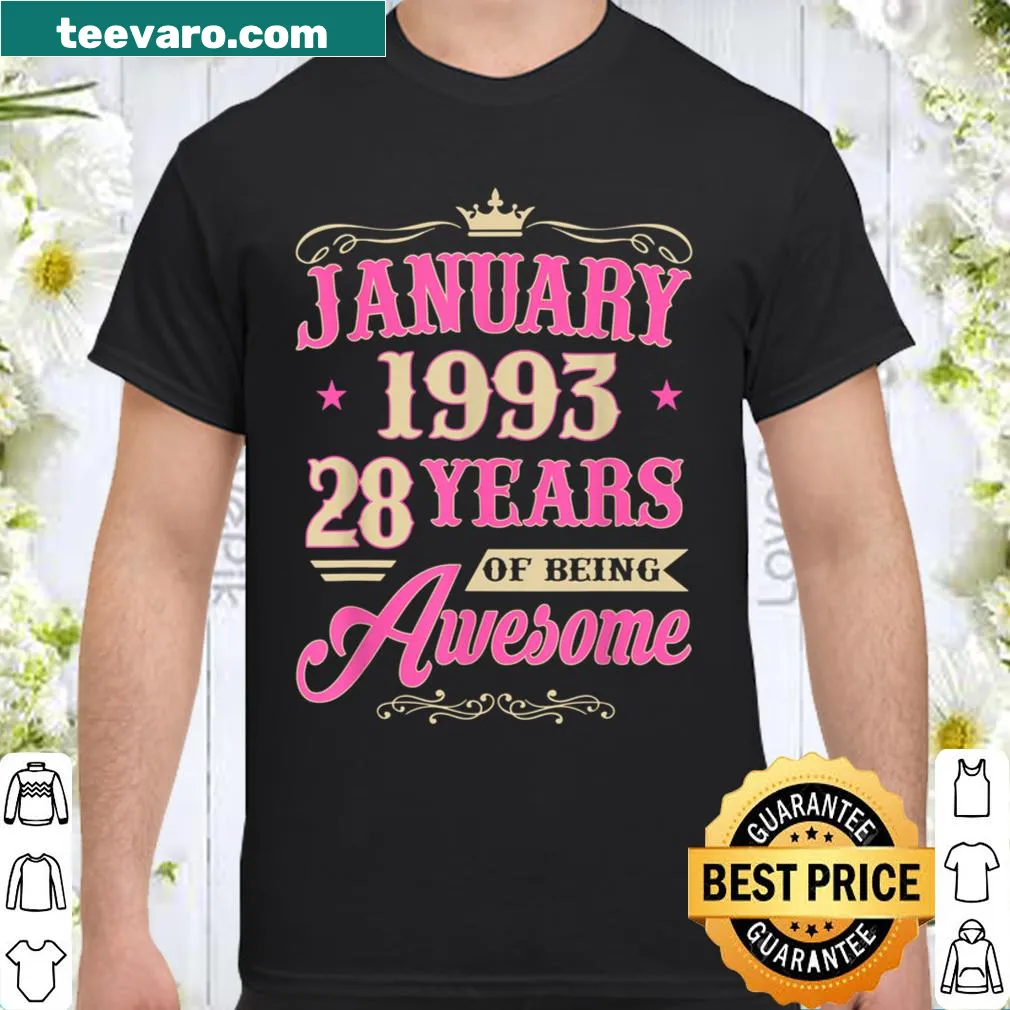 Vintage January 1993 birthday shirt emphasizing awesomeness