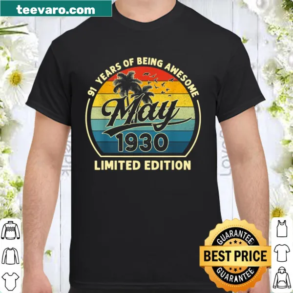 Vintage 91st birthday shirt with retro design