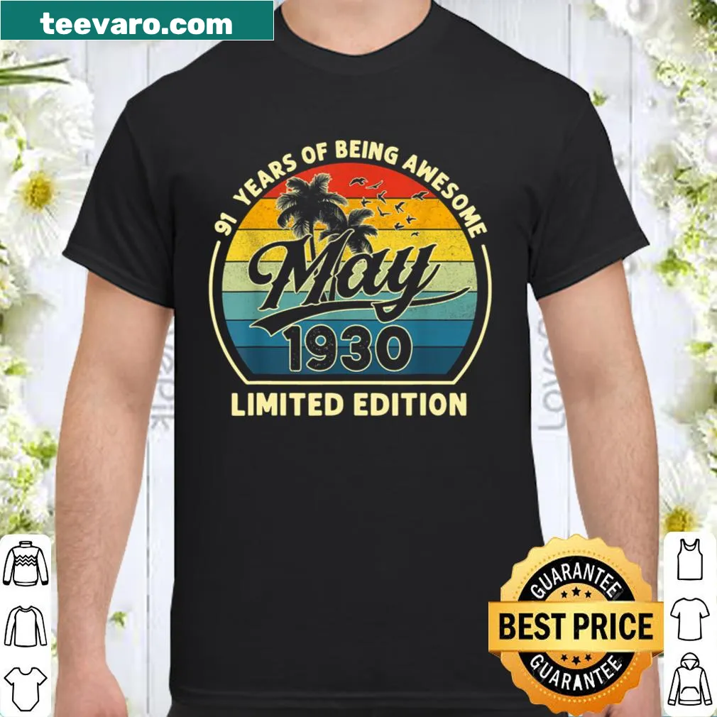 Vintage 91st birthday shirt with retro design