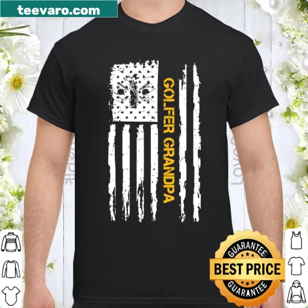 Golf-themed shirt with USA flag and golfer silhouette for grandpas