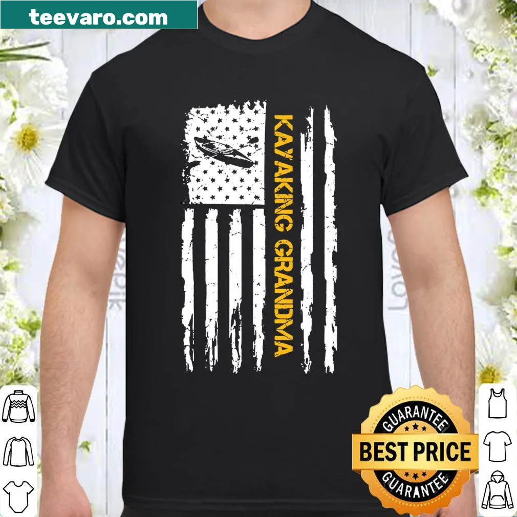 Kayaking shirt with USA flag and silhouette design for grandmas