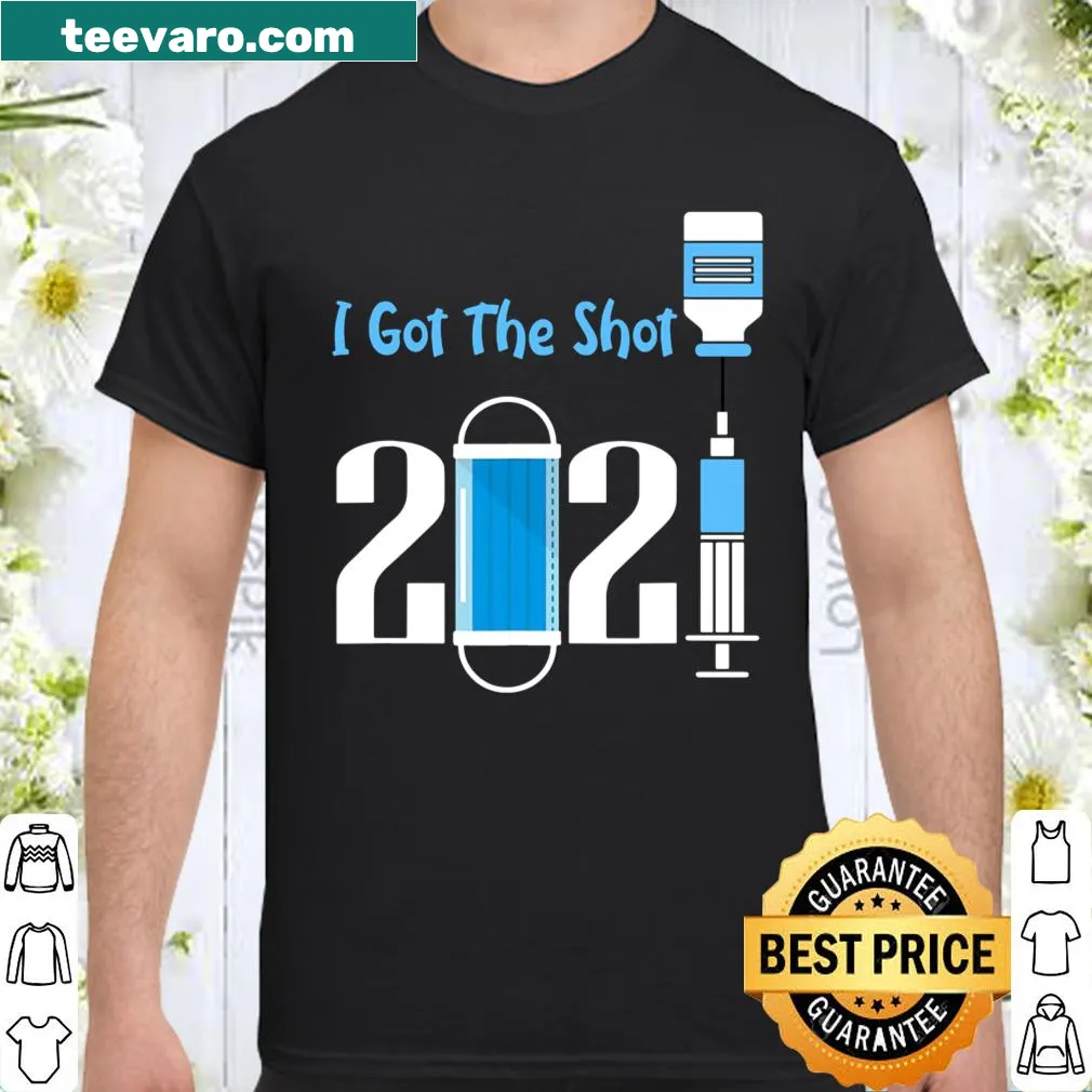 Vintage-style vaccination t-shirt with humorous I Got The Shot text