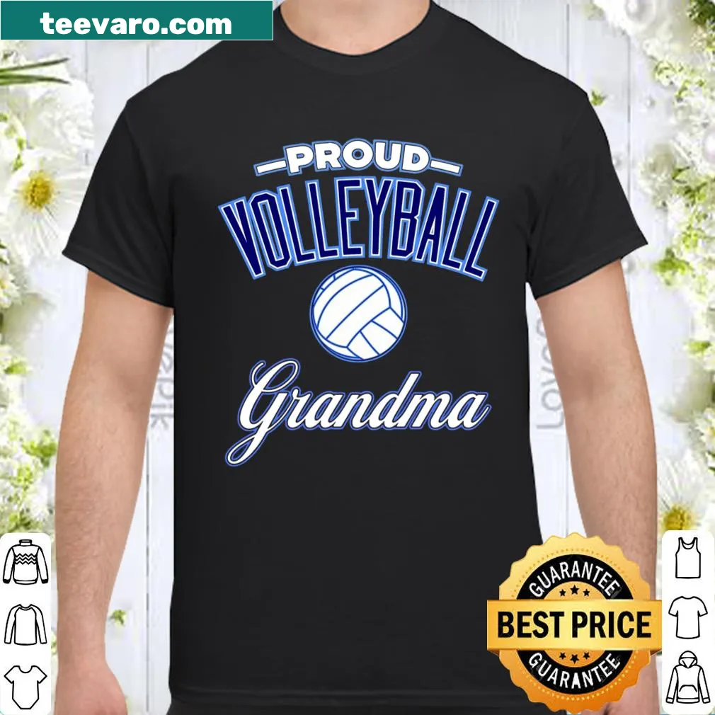 Vintage-style Volleyball Grandma t-shirt with volleyball graphics and proud text — on a women's shirt
