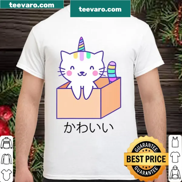 Kawaii cat unicorn graphic t-shirt for women