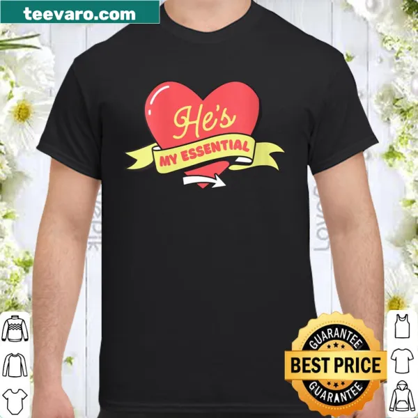 V-neck shirt with 'He's My Essential Heart' design