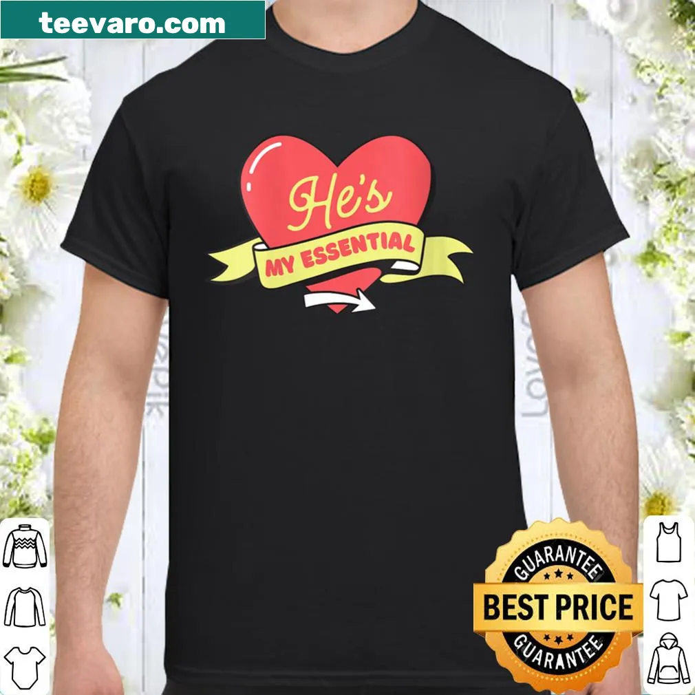 V-neck shirt with 'He's My Essential Heart' design