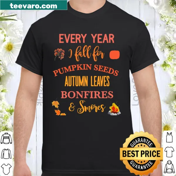 Cozy autumn-themed shirt with s'mores and bonfires