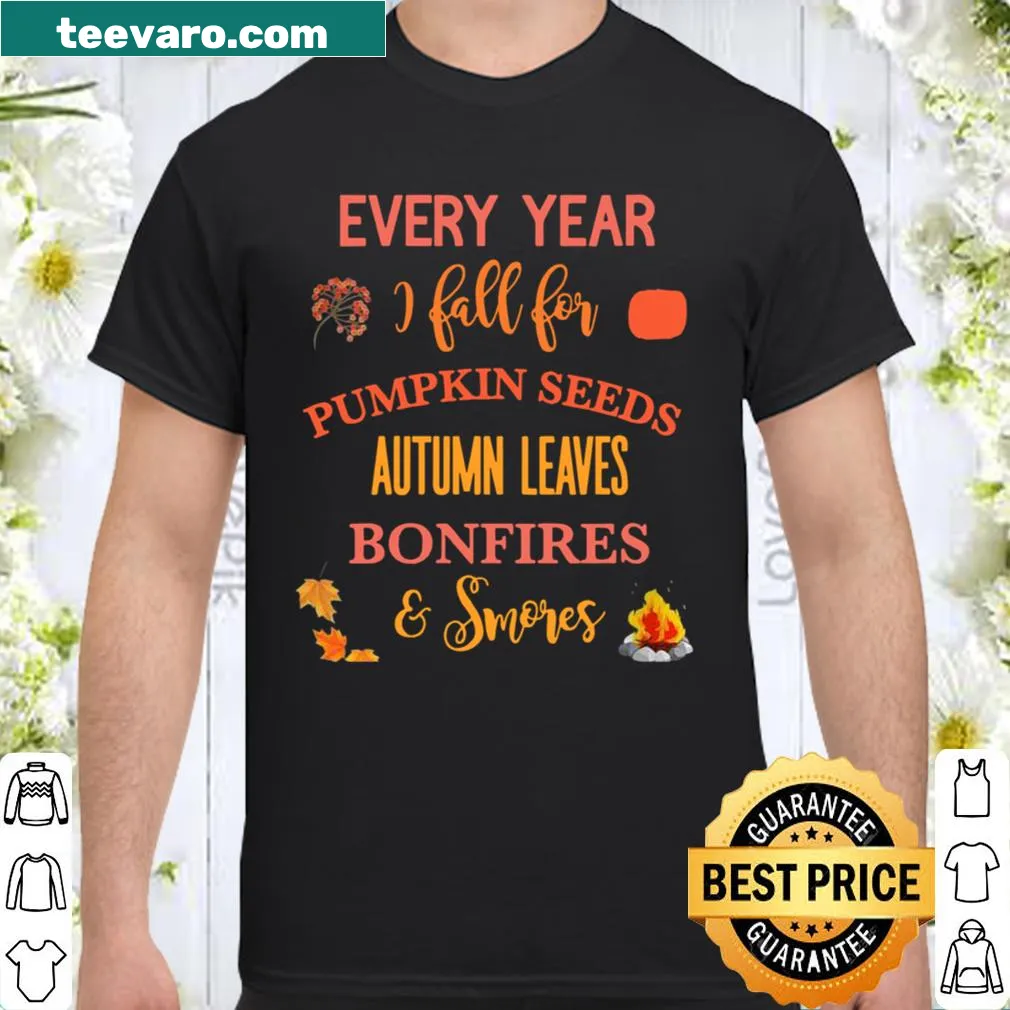 Cozy autumn-themed shirt with s'mores and bonfires