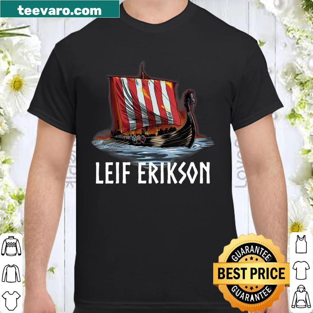 Viking ship themed shirt with Leif Erikson illustration