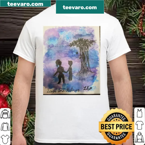 Illustrated raglan tee with floral and heart design celebrating love and nature