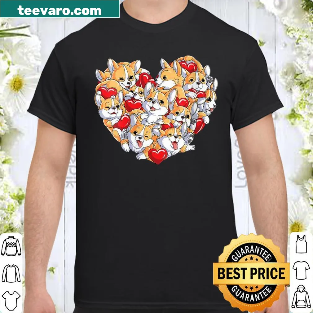 Corgi heart graphic shirt for Valentine's Day