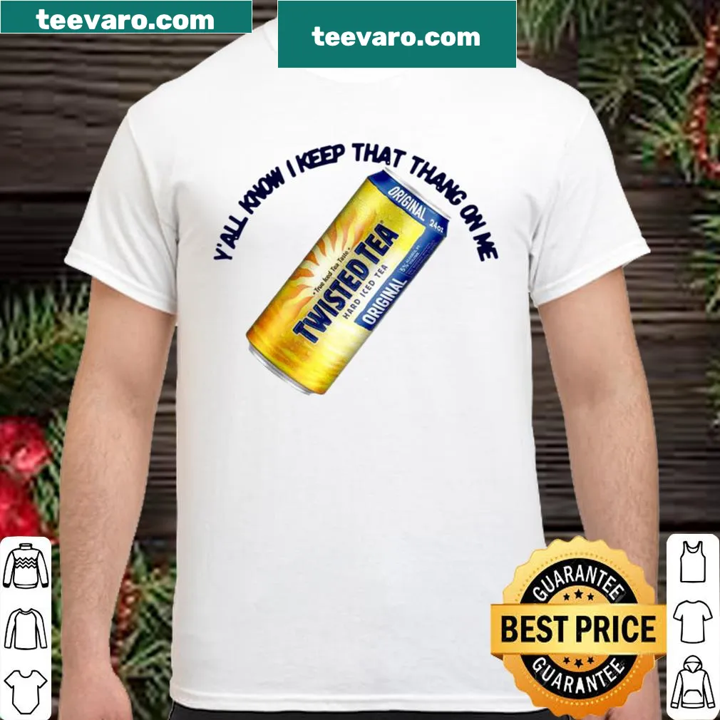 Humorous shirt with bold typography saying 'I keep that thang on me'
