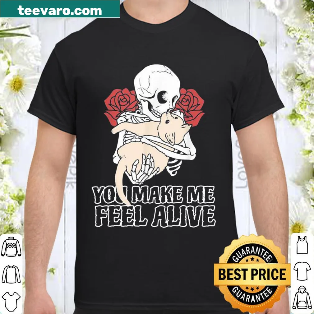 Skeleton holding rose shirt with inspirational message