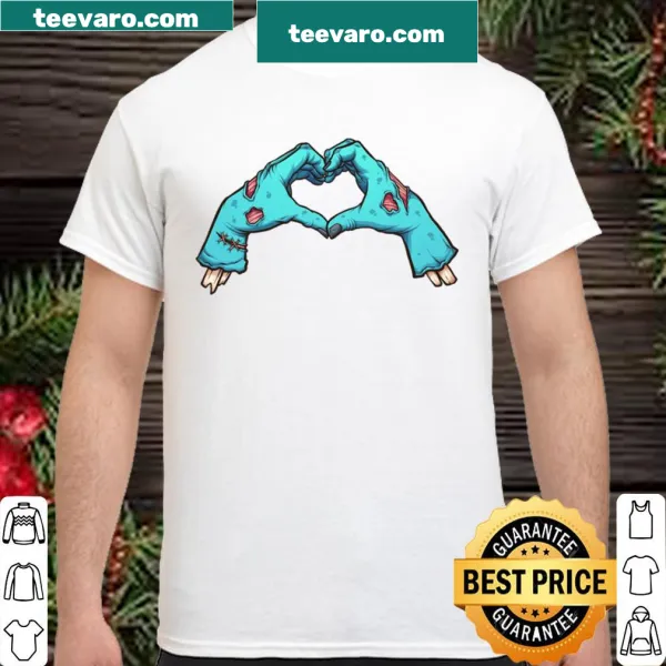 Shirt with a zombie hand forming a heart