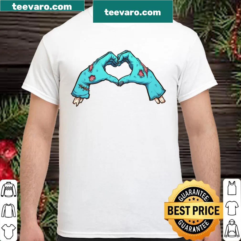 Shirt with a zombie hand forming a heart