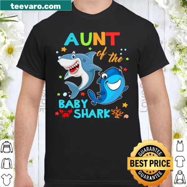 Aunt shirt featuring 'Aunt Of The Baby Shark' phrase and graphics