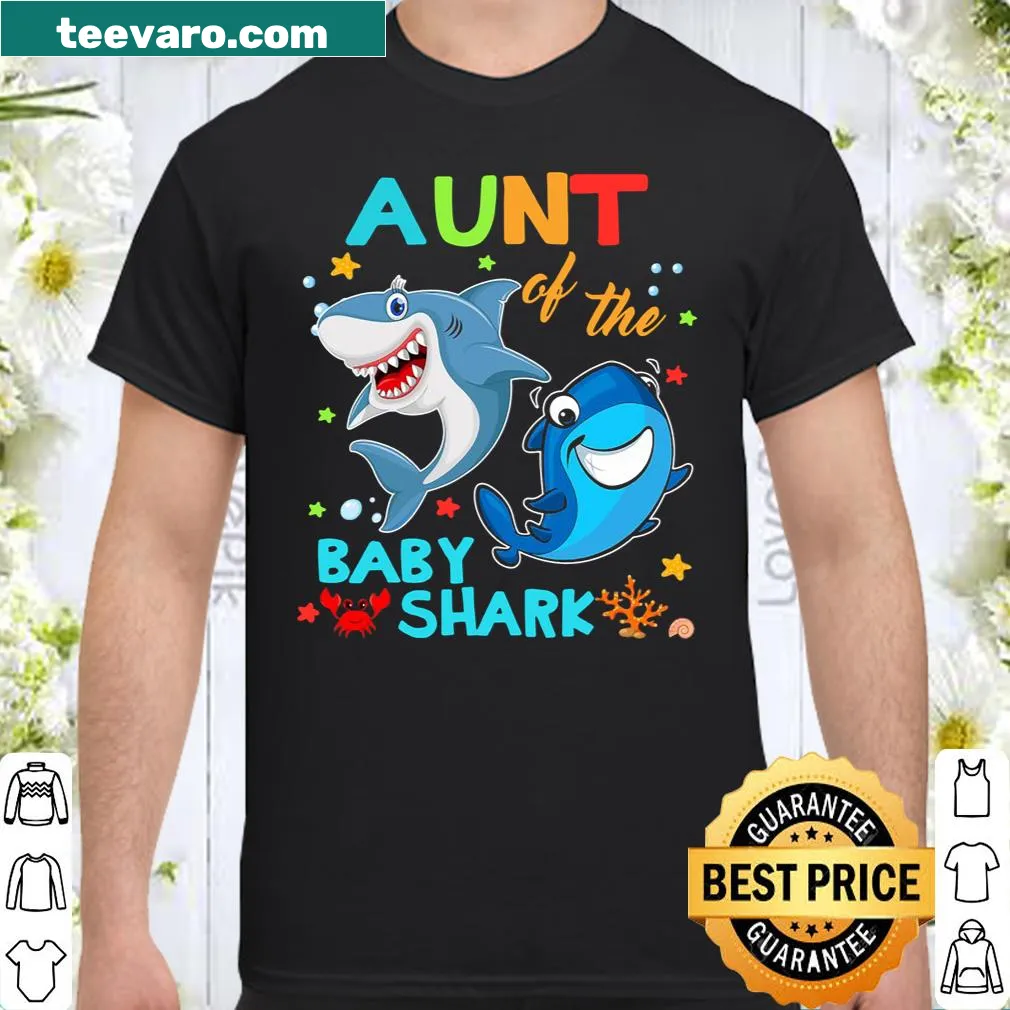 Aunt shirt featuring 'Aunt Of The Baby Shark' phrase and graphics