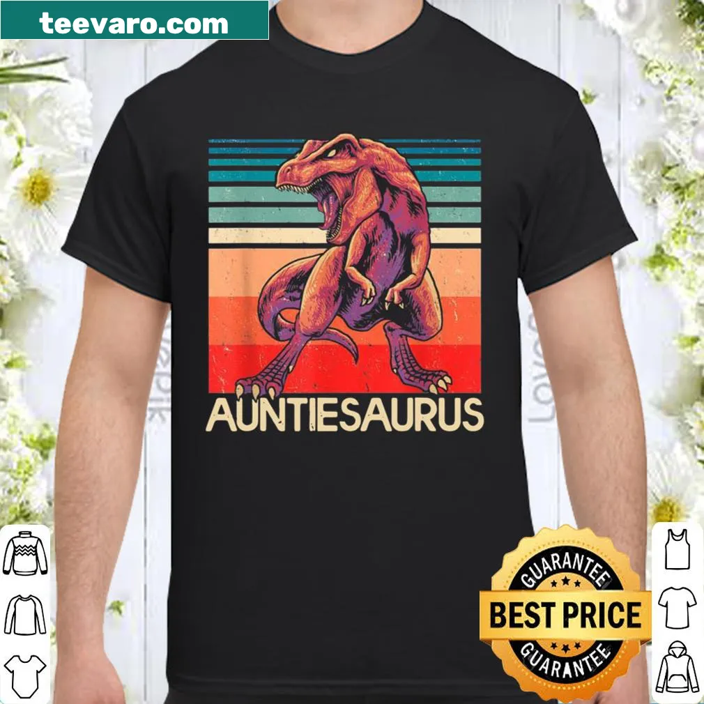 Playful AuntieSaurus T-Rex graphic shirt for kids.