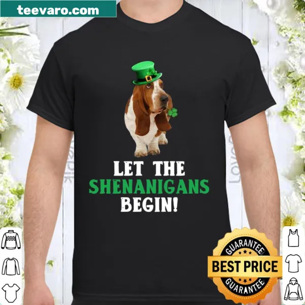 Playful Basset Hound dressed as a leprechaun for St. Patrick's Day