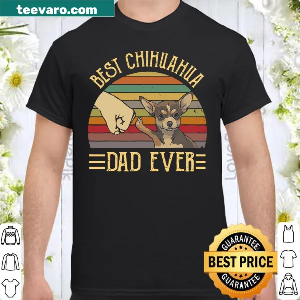 Retro vintage Chihuahua Dad t-shirt featuring a sunset and playful text