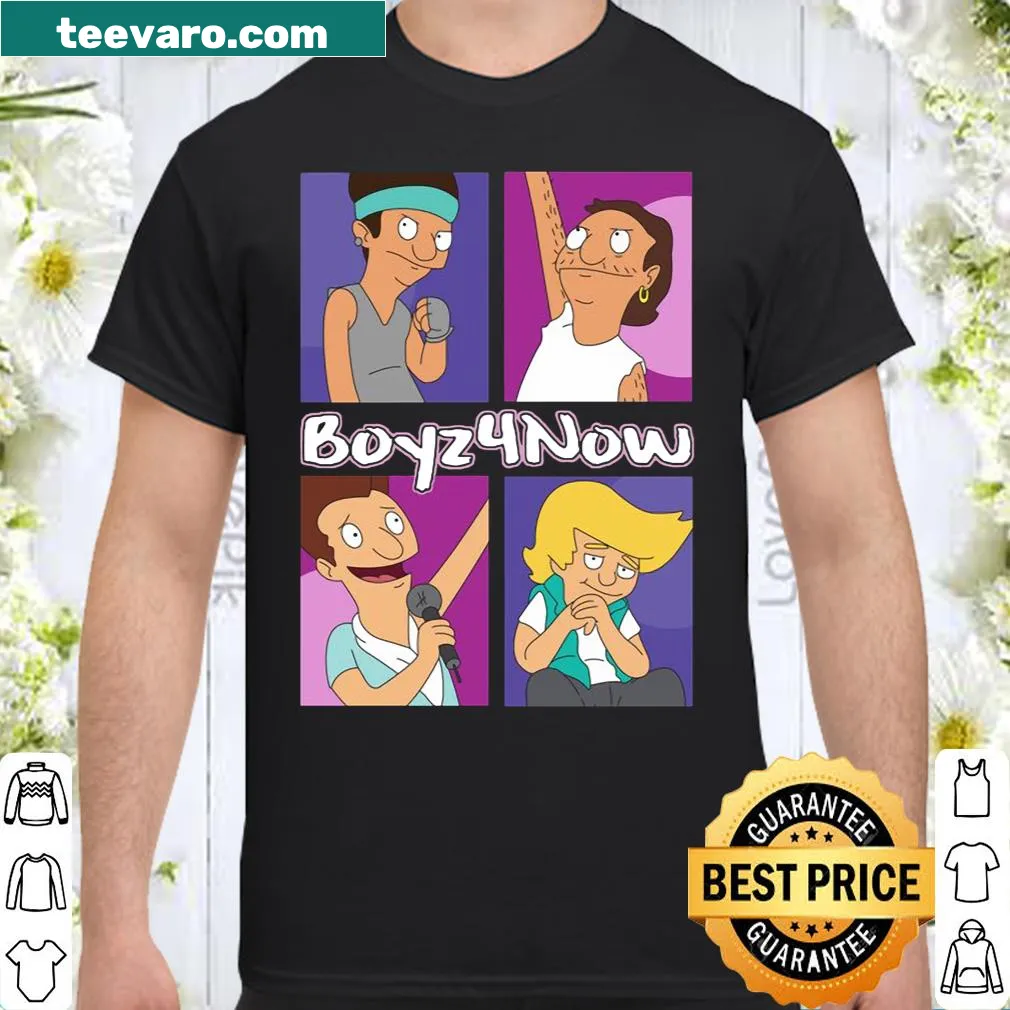 Cartoon design featuring the phrase 'Boyz 4 Now' from Bob’s Burgers.