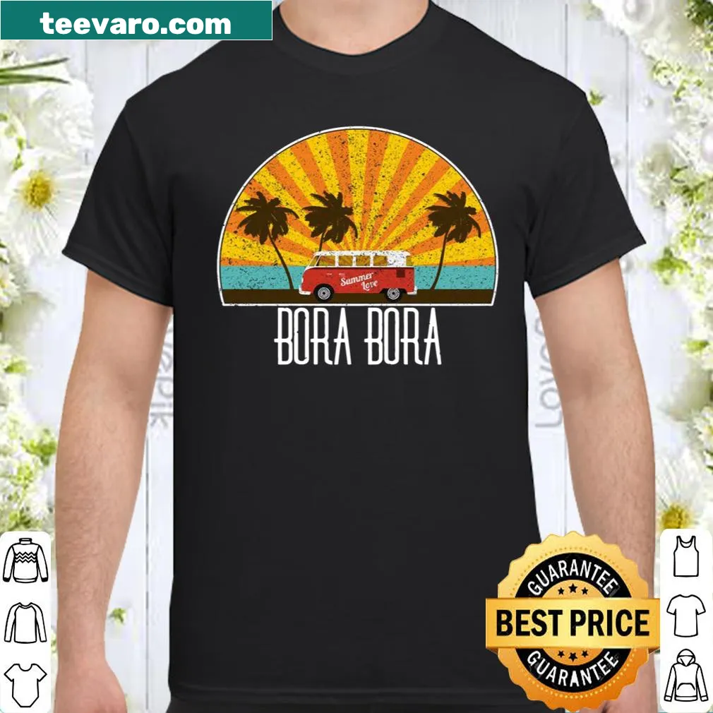 Vacation souvenir shirt featuring Bora Bora illustrations