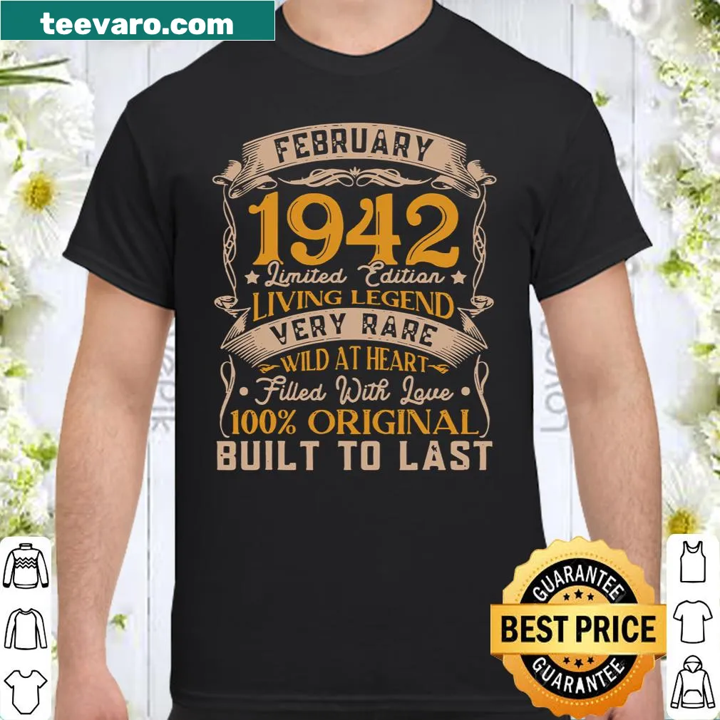 Vintage shirt celebrating a 79th birthday with 'Born In February 1942' text