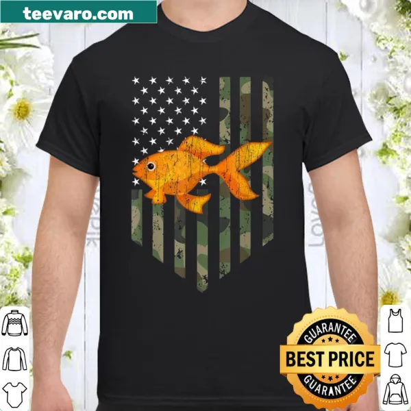 Camo American flag design with Cherry Barb fish illustration