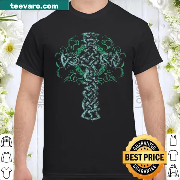 Celtic cross shirt featuring an artistic illustration of the design