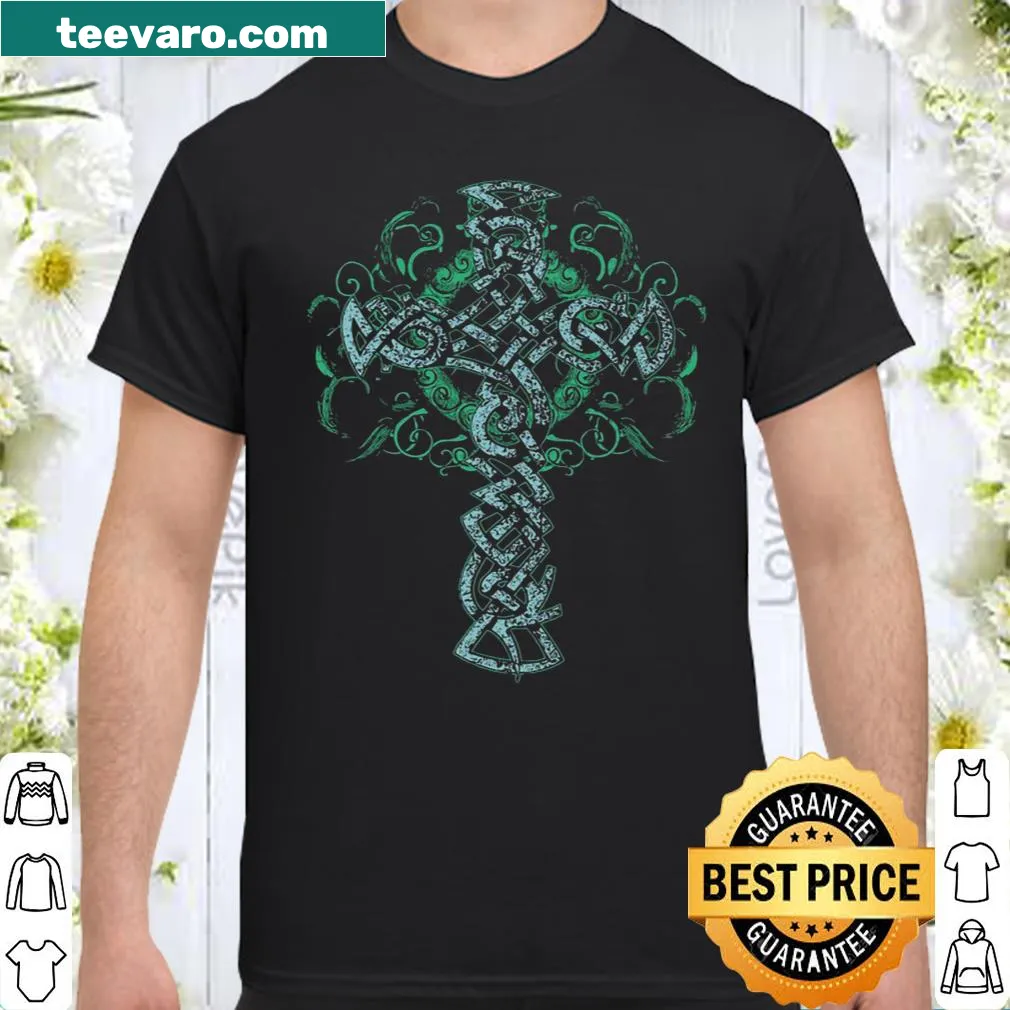 Celtic cross shirt featuring an artistic illustration of the design