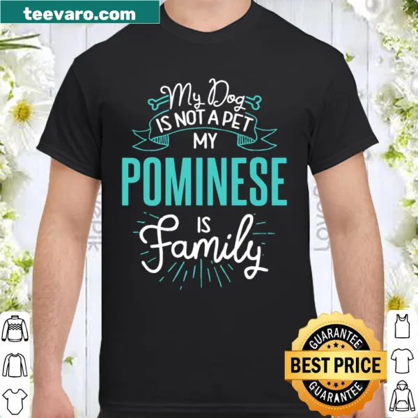 Illustration of a cute Pomeranian on a family dog-themed shirt