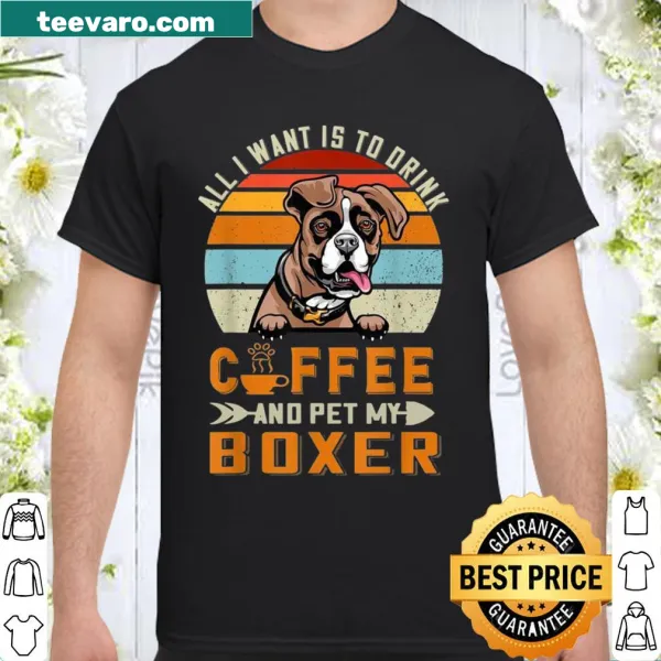 Shirt featuring a boxer puppy and coffee theme
