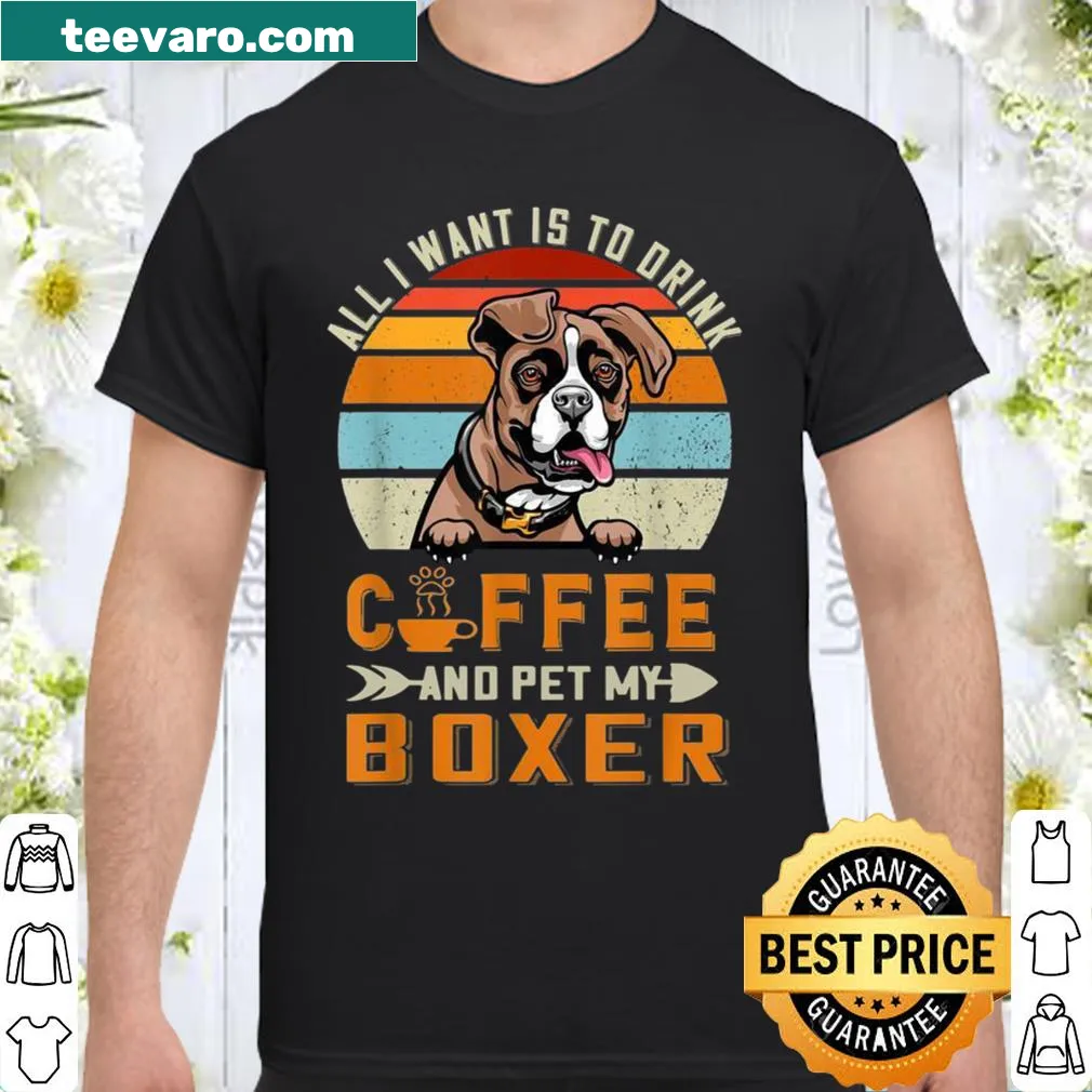 Shirt featuring a boxer puppy and coffee theme