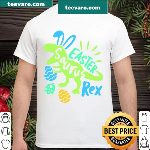 Cartoon design of a festive Saurus Rex for Easter