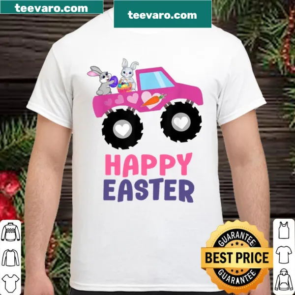 Graphic of a truck with bunnies and eggs for Easter.