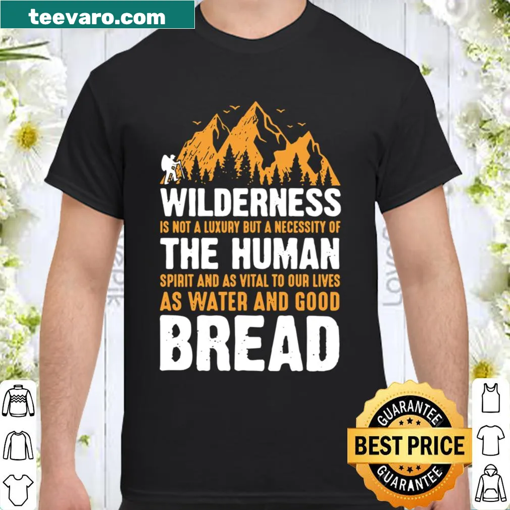 Shirt with an illustration of mountains promoting hiking and outdoor adventures