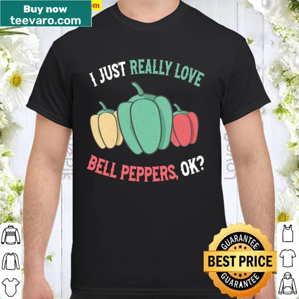 Cute cartoon bell peppers graphic on a humorous shirt
