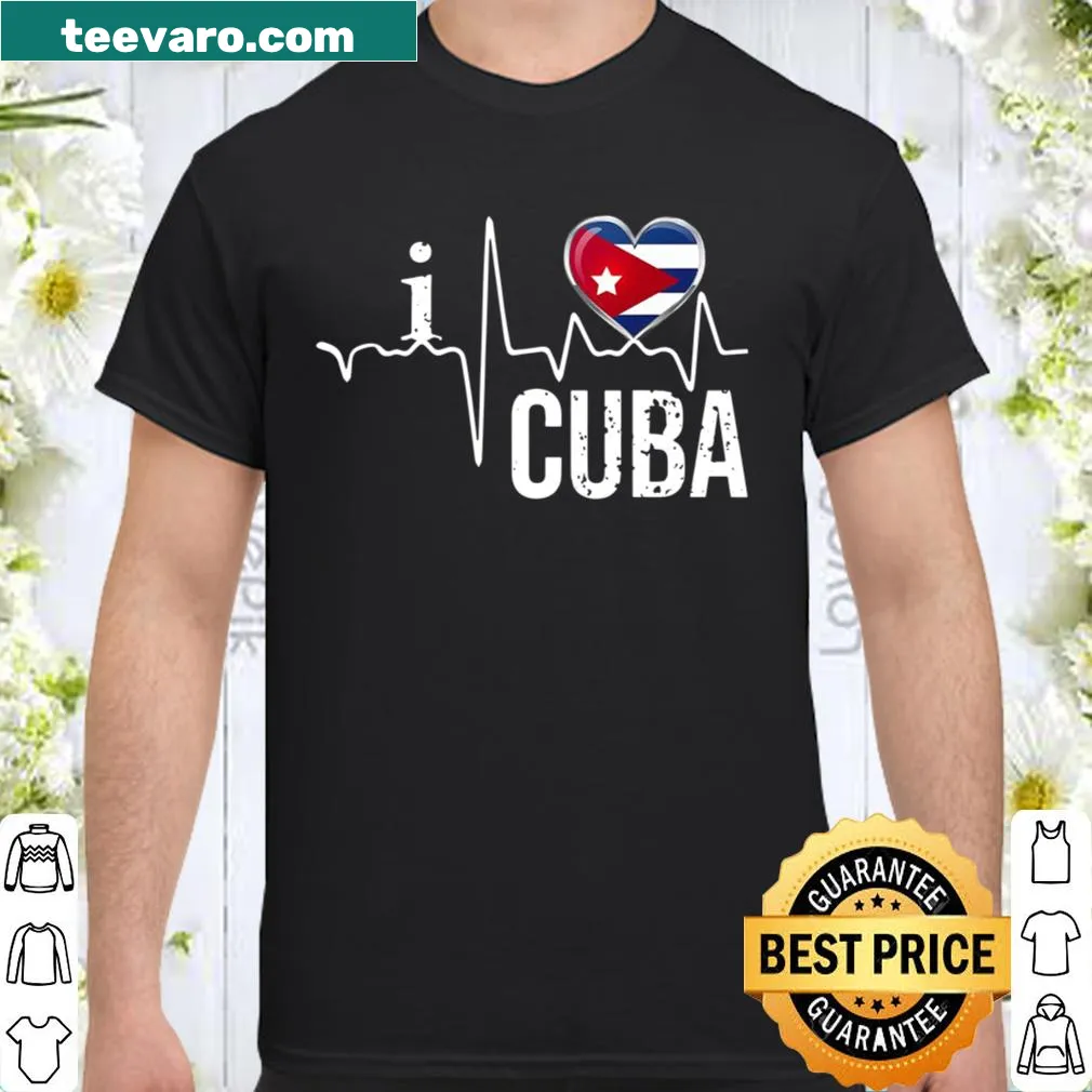 Shirt with heartbeat graphic and Cuban flag for pride