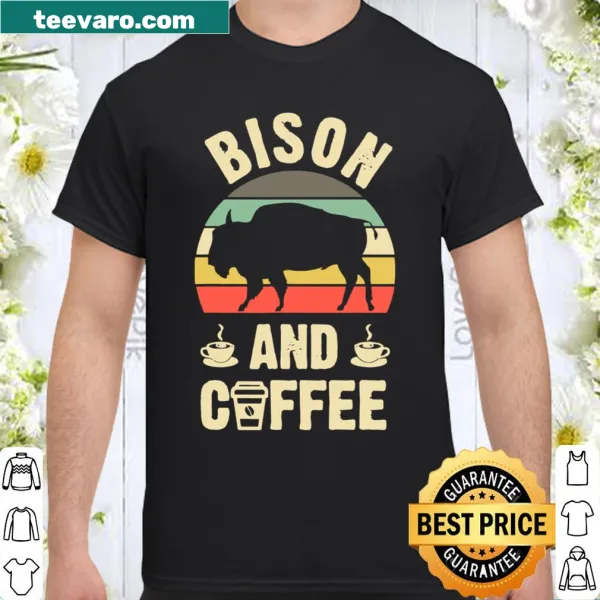 Vintage-style shirt depicting bison and coffee theme