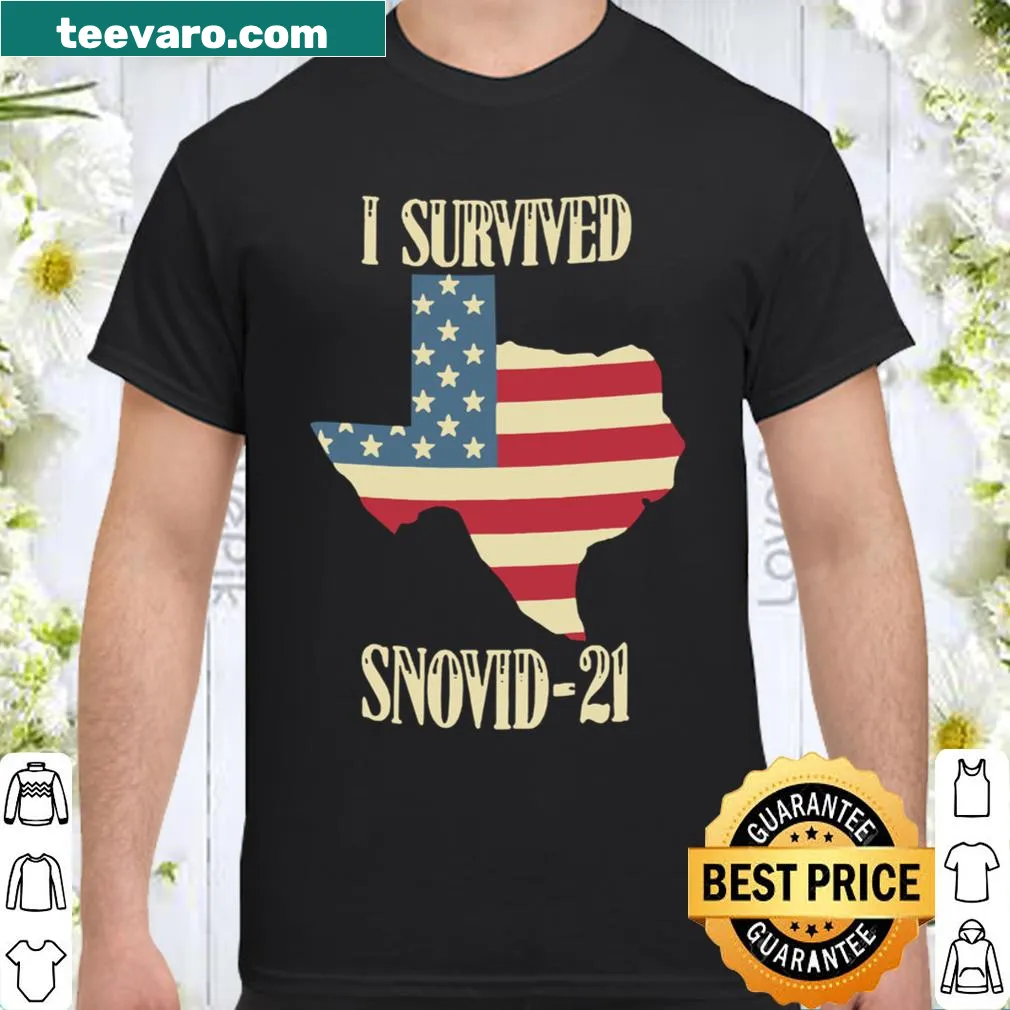 Vintage Texas shirt with American flag and 'I survived snovid-21' text