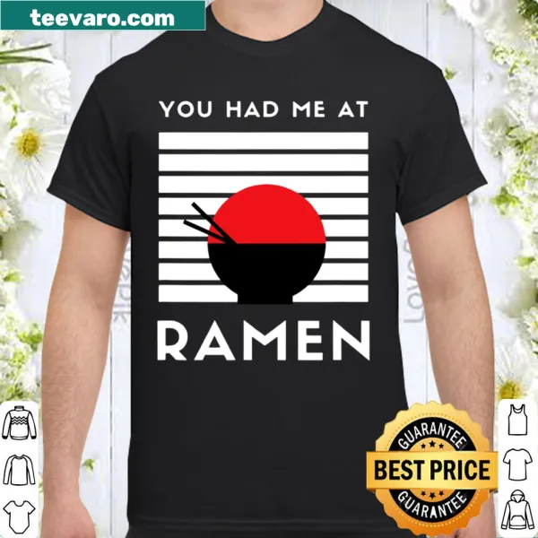 Shirt with a graphic of a ramen noodle bowl