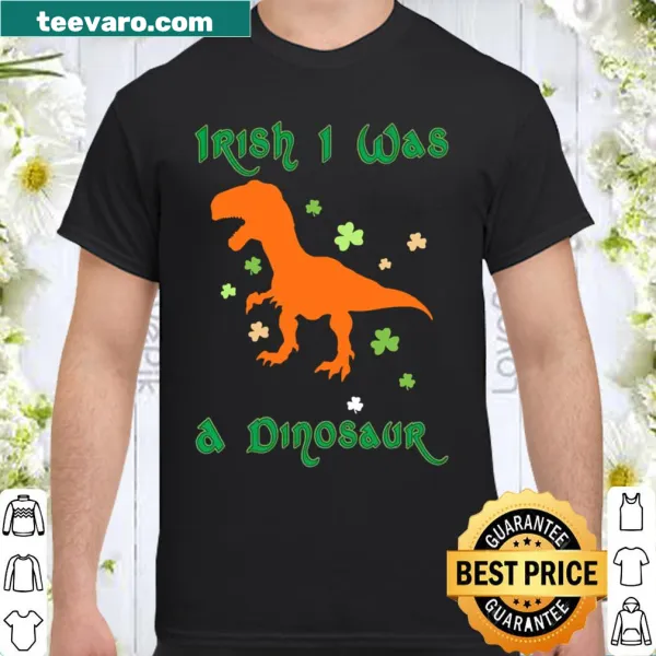 Whimsical dinosaur and shamrock illustration shirt for kids