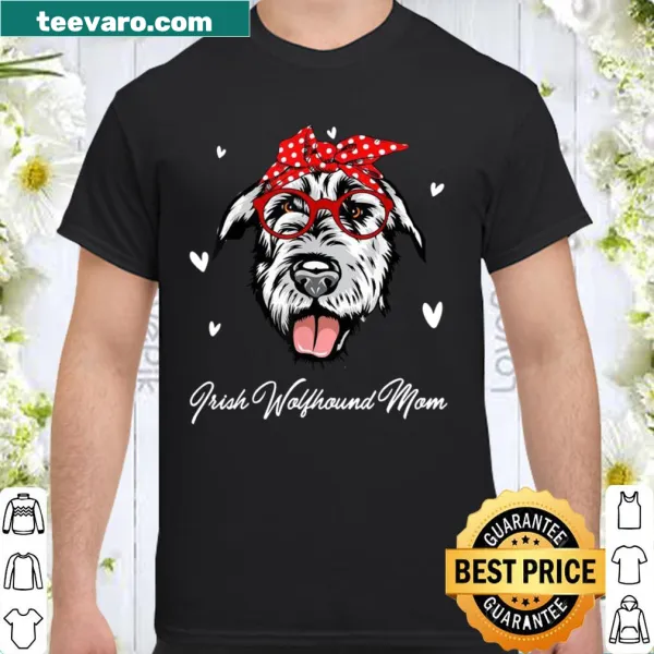 Cute T-shirt for Irish Wolfhound moms featuring leopard print and dog imagery