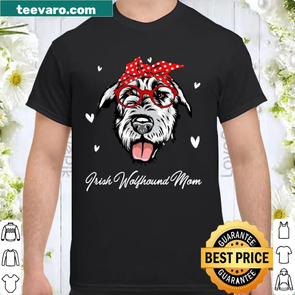 Cute T-shirt for Irish Wolfhound moms featuring leopard print and dog imagery