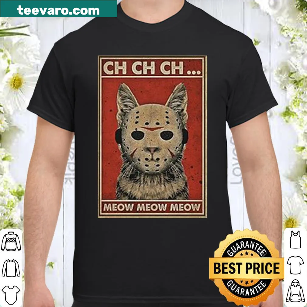 Playful shirt featuring Jason Voorhees and cat-themed text