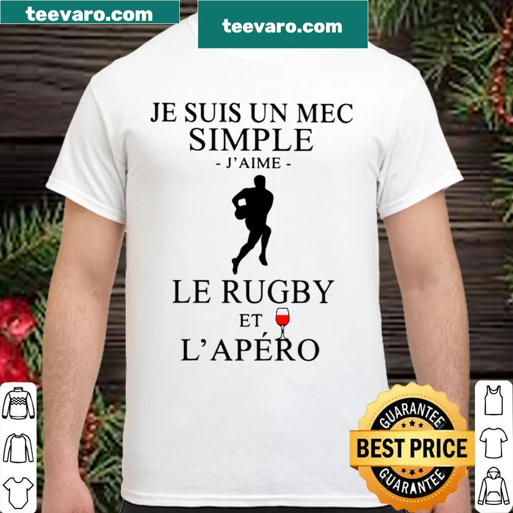 Shirt featuring the phrase about rugby and socializing in French
