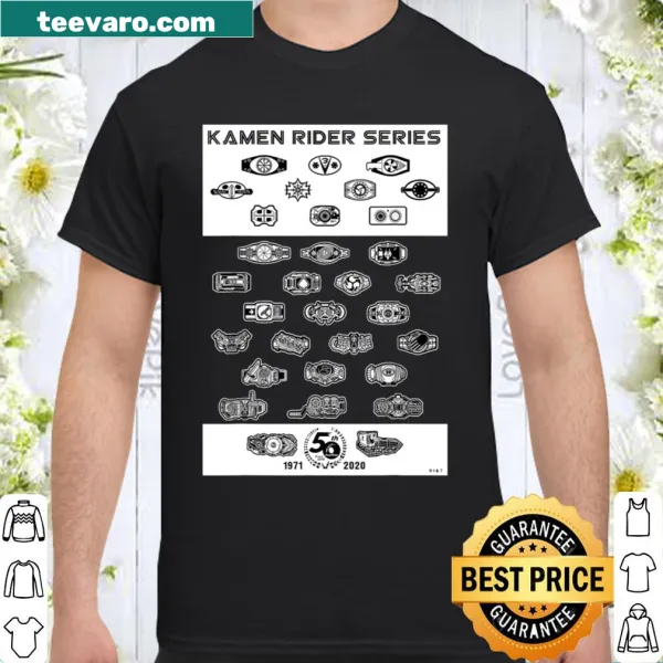 Kamen Rider 50th Anniversary shirt with iconic design elements