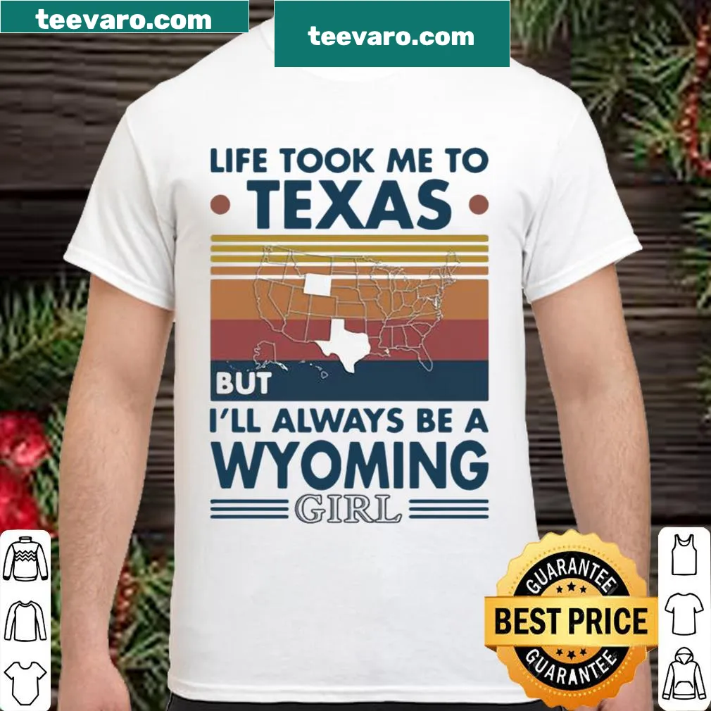 Vintage shirt with the phrase about Wyoming and Texas, featuring a casual font
