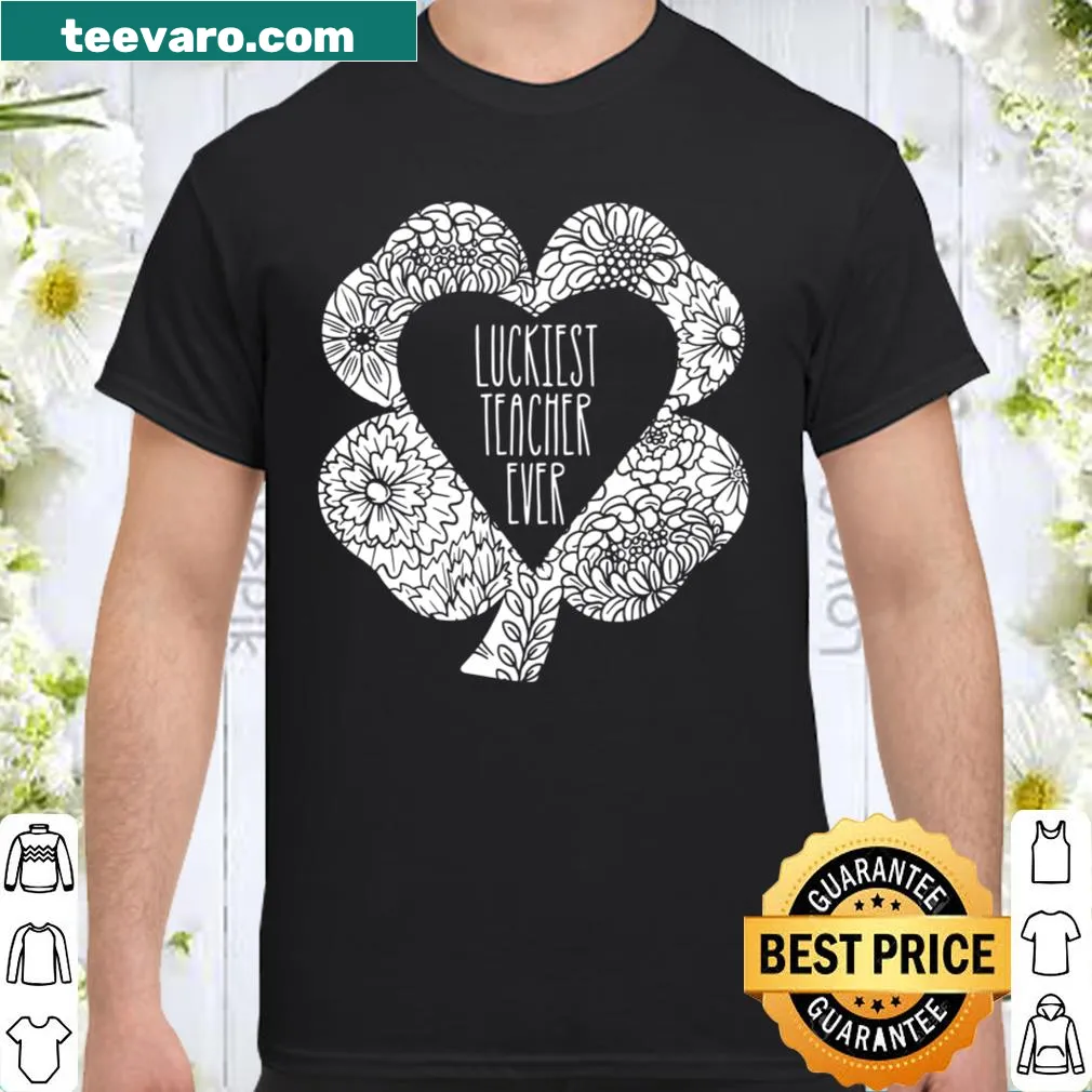 Floral shamrock design celebrating teachers for St. Patrick's Day.