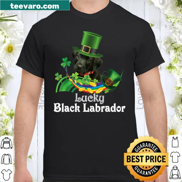 Black Labrador dog leprechaun graphic for St. Patrick's Day